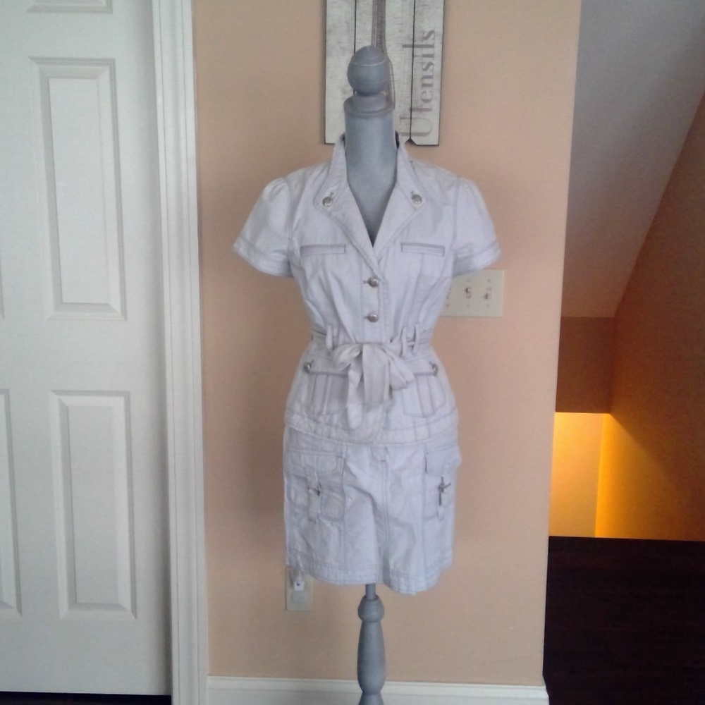 WHBM Light Gray Denim Skirt Set